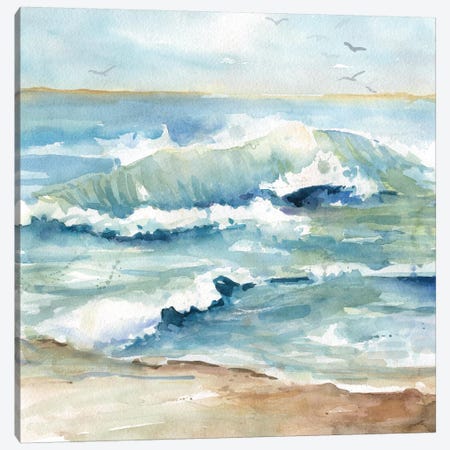 Beach Waves Canvas Print #CRO908} by Carol Robinson Canvas Wall Art