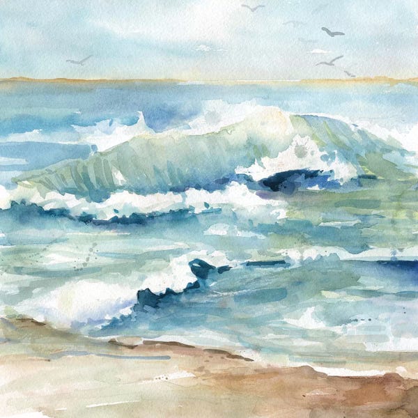 Large Coastal Art - Canvas Prints: Beach Waves by Carol Robinson