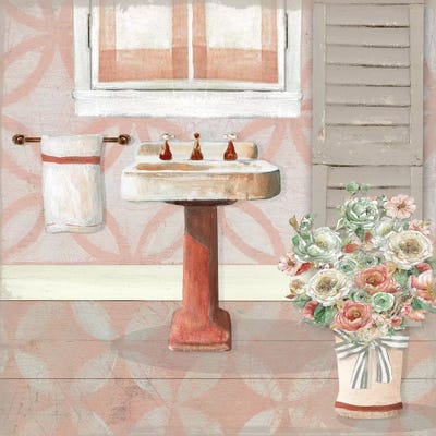 Blushing Bath Sink II by Carol Robinson framed wall art