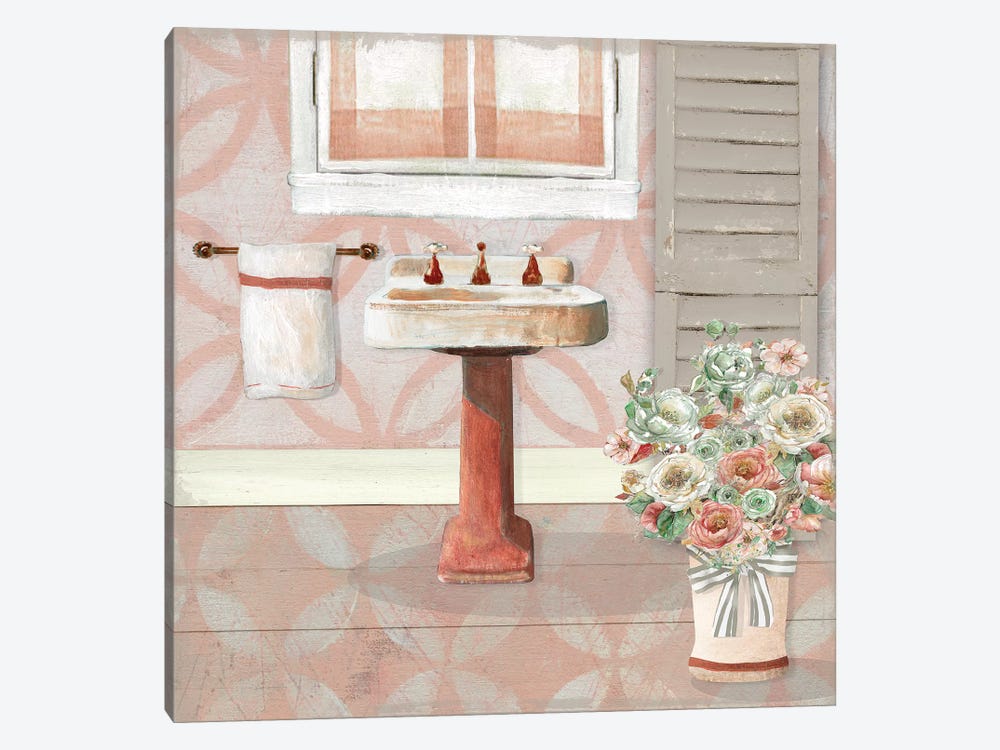 Blushing Bath Sink II by Carol Robinson 1-piece Canvas Artwork