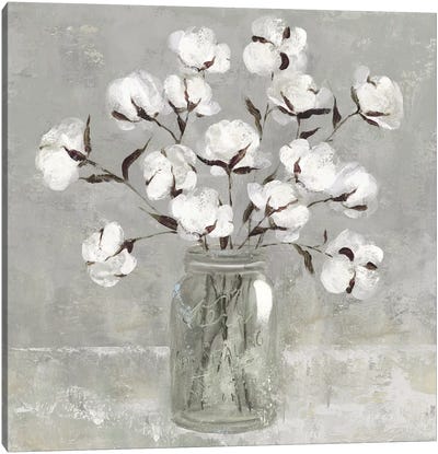Cotton Bouquet Canvas Art Print - Calm & Sophisticated Living Room Art