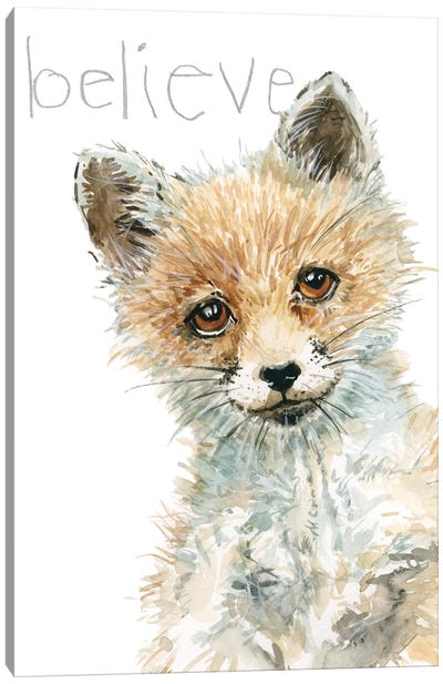 Forest Fur Baby Fox Canvas Art Print - Fox Art
