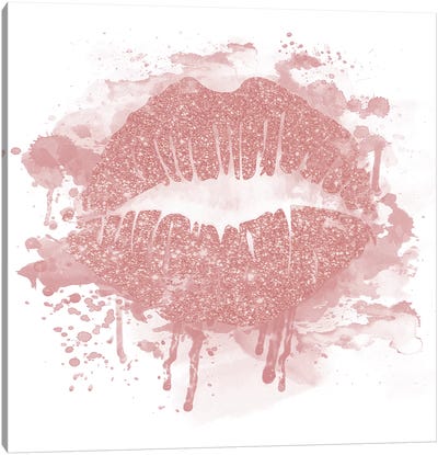 Rose Gold Lips Canvas Art Print - Lips Art
