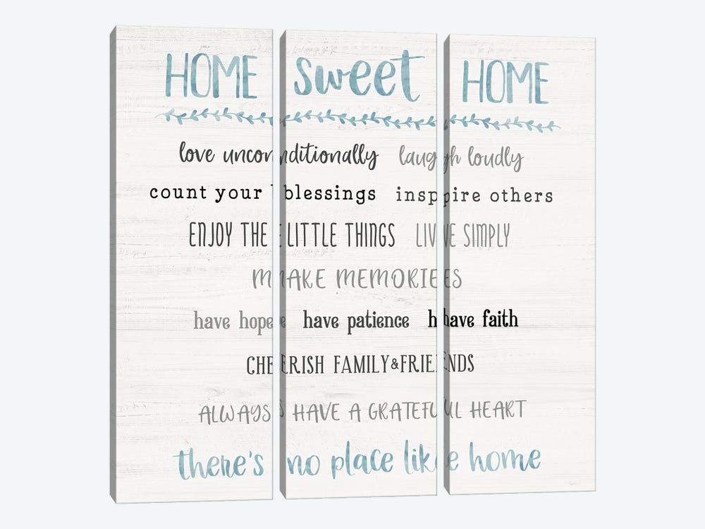 Home Sweet Home Rules by Natalie Carpentieri 3-piece Canvas Art Print