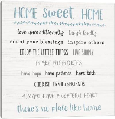 Home Sweet Home Rules Canvas Art Print - Happiness Art