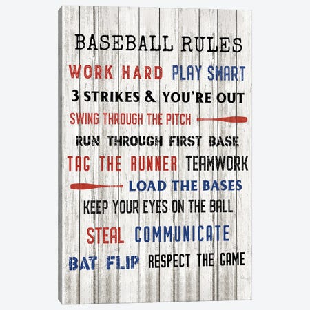 Baseball Rules Canvas Print #CRP203} by Natalie Carpentieri Canvas Artwork