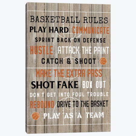 Basketball Rules Canvas Print #CRP204} by Natalie Carpentieri Canvas Print
