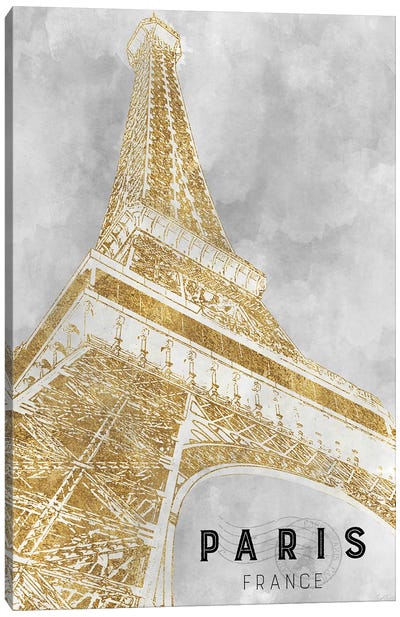 Shimmering Eiffel Canvas Art Print - Paris Typography