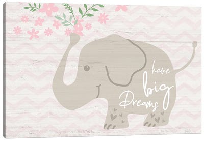Floral Elephant Canvas Art Print - Chevron Patterns