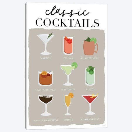 Classsic Cocktails Canvas Print #CRP282} by Natalie Carpentieri Canvas Wall Art