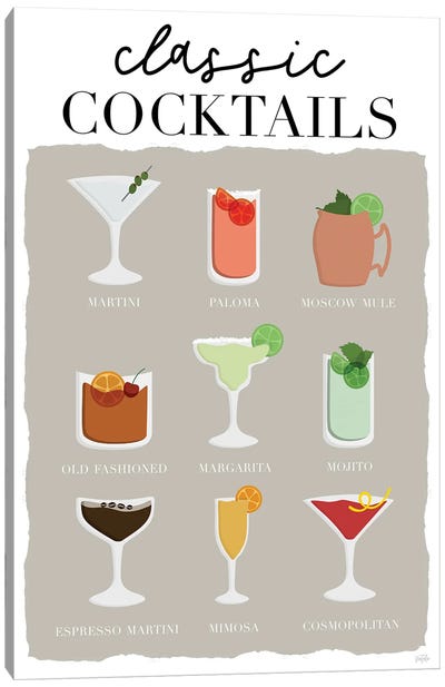 Classsic Cocktails Canvas Art Print - Natalie Carpentieri
