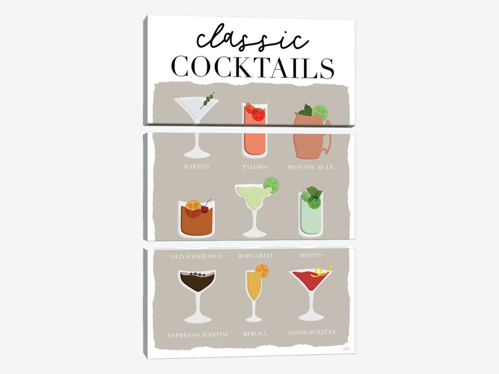 Classsic Cocktails by Natalie Carpentieri 3-piece Art Print