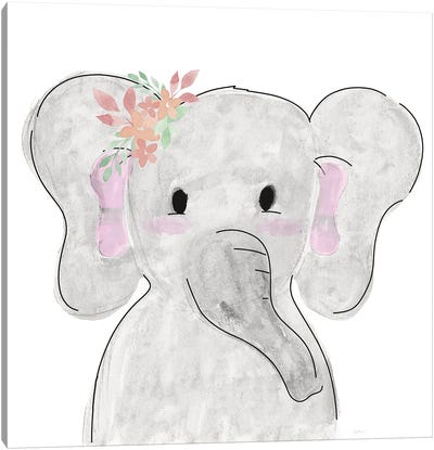 Cute Elephant Canvas Art Print - Natalie Carpentieri