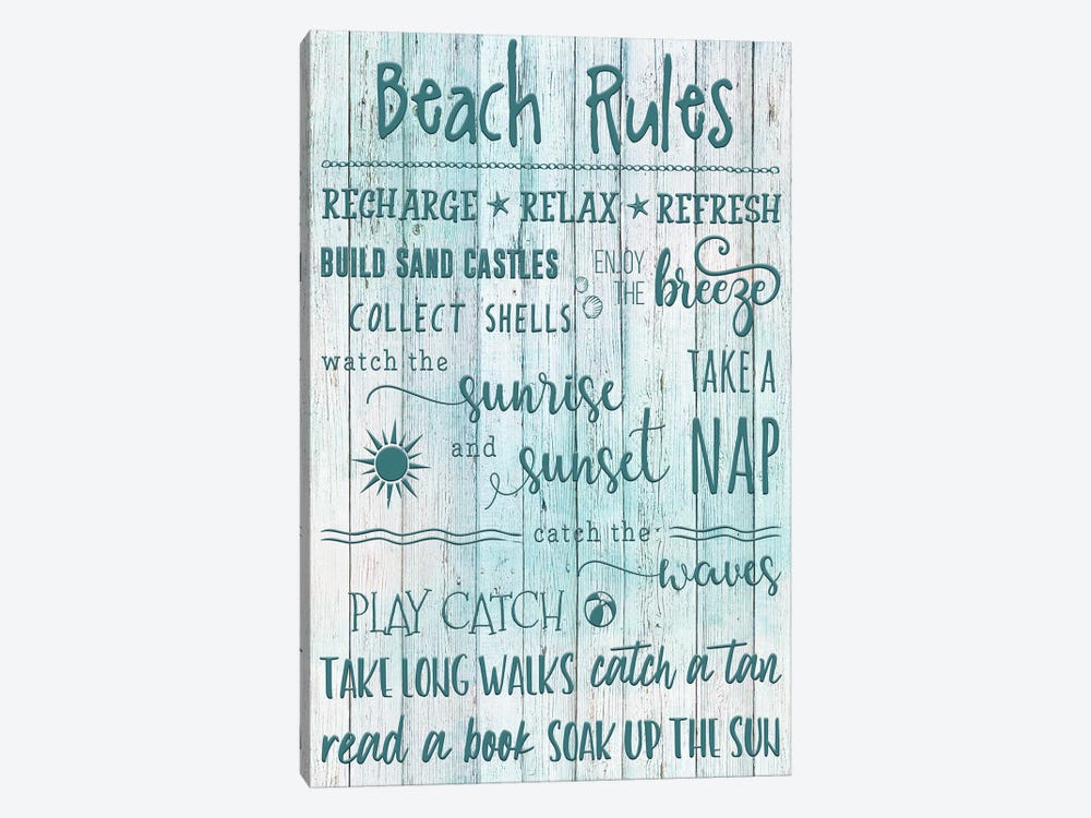 Beach Rules by Natalie Carpentieri 1-piece Canvas Art Print