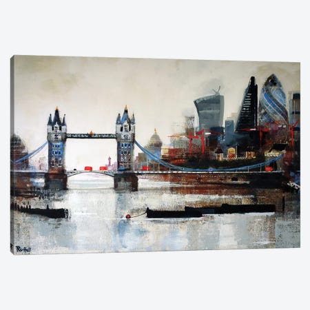 Tower Bridge And City Canvas Print #CRU82} by Colin Ruffell Canvas Artwork