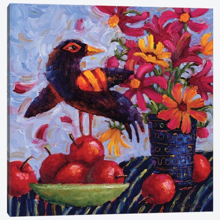 Blackbird Serenades Cosmos Canvas Print #CRV35} by Cindy Revell Canvas Art Print