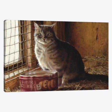 Barn Cat Canvas Print #CRV3} by Cindy Revell Canvas Artwork