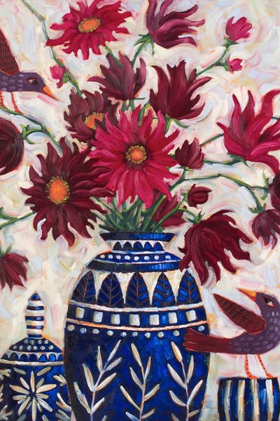 Pottery Still Life: Symphony In Maroon And Cobalt by Cindy Revell