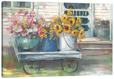 Garden Wagon Bright Canvas Art Print - Carol Rowan