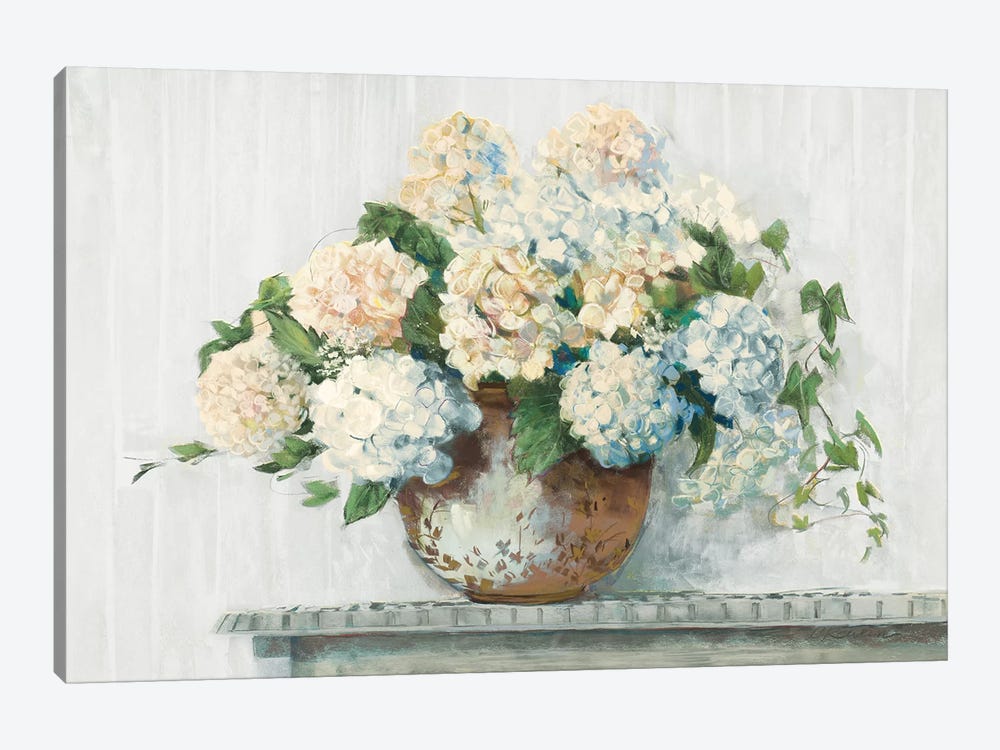 White Hydrangea Cottage by Carol Rowan 1-piece Art Print