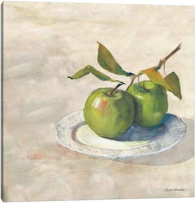 Green Apple I Neutral Canvas Art Print - Carol Rowan