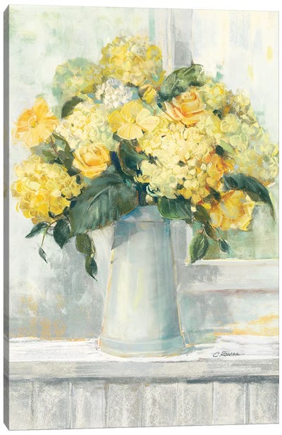 Endless Summer Bouquet I Yellow Canvas Art Print - Traditional Living Room Art