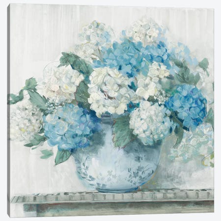 Blue Hydrangea Cottage Crop Canvas Print #CRW9} by Carol Rowan Canvas Print