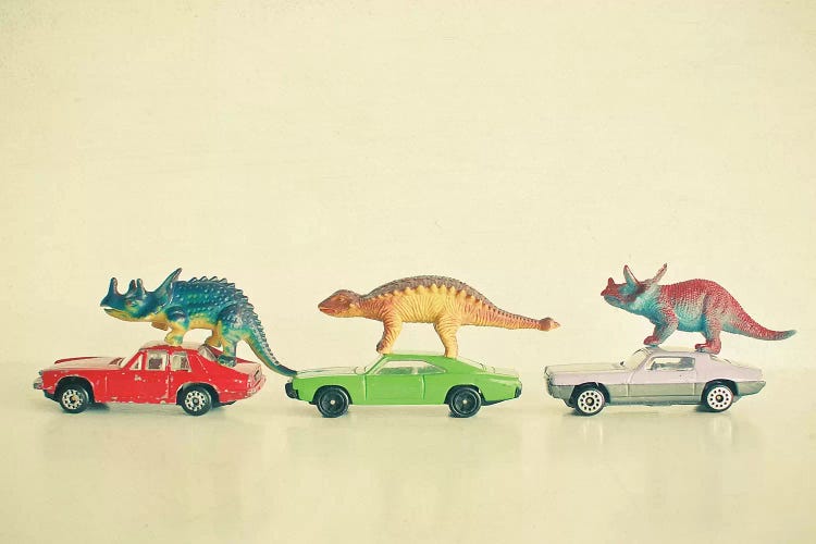 Dinosaurs Ride Cars by Cassia Beck wall art