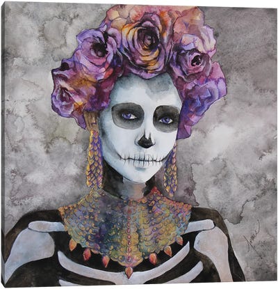 Sugar Skull Cynthia Canvas Art Print - Día de los Muertos Art