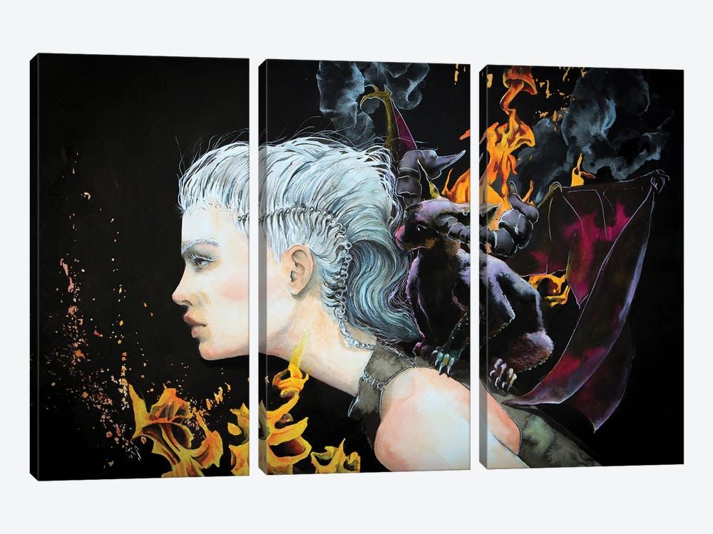 Mother Of Dragons by Cris James 3-piece Canvas Print