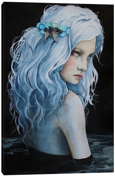 Dark Mermaid Rising Canvas Art Print - Mermaid Art