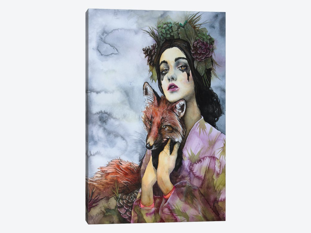 Lady And The Fox by Cris James 1-piece Art Print