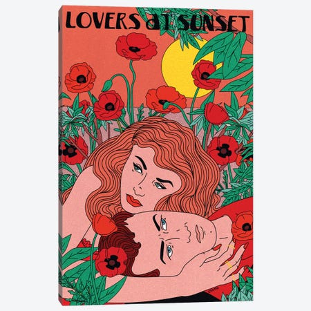 Lovers At Sunset Canvas Print #CSO21} by Cosmo Art Print