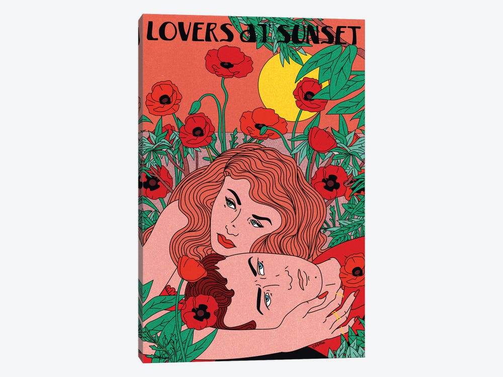 Lovers At Sunset by Cosmo 1-piece Canvas Wall Art