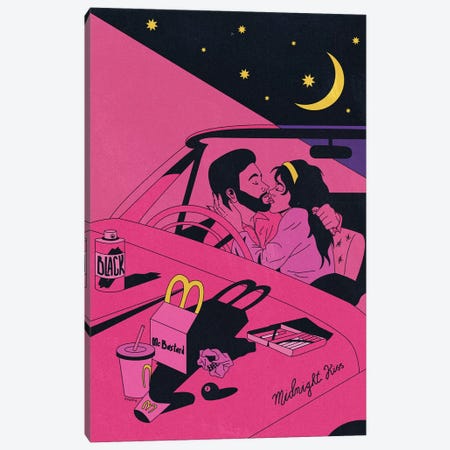 Midnight Car Kiss Canvas Print #CSO24} by Cosmo Canvas Artwork