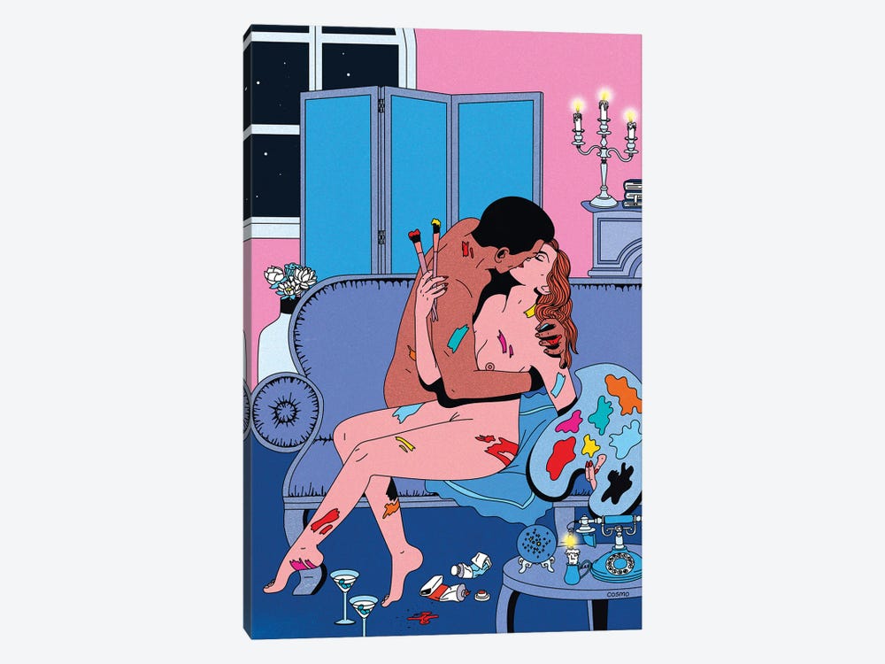 Lovers in Paint by Cosmo 1-piece Canvas Artwork