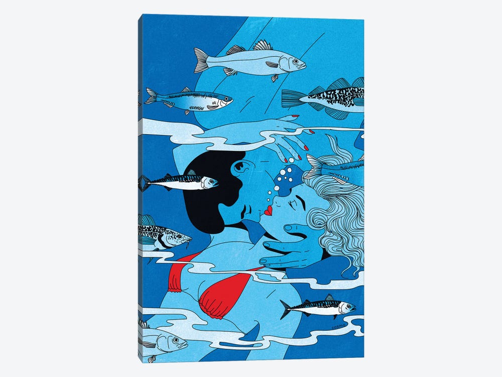 Lovers Underwater by Cosmo 1-piece Canvas Art Print