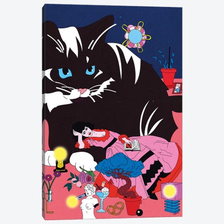 Cat Laying Canvas Print #CSO6} by Cosmo Canvas Art