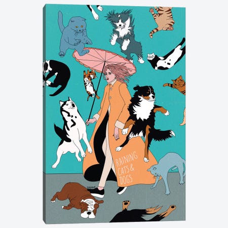 Cats & Dogs Canvas Print #CSO7} by Cosmo Canvas Wall Art