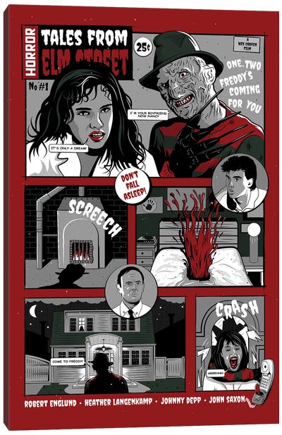 Tales From Elm Street Canvas Art Print - Freddy Krueger