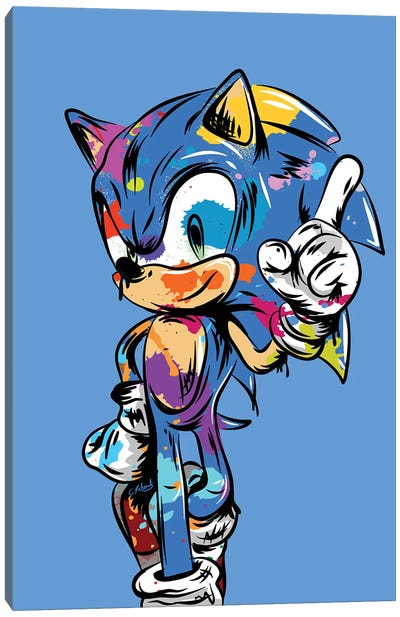Sonic Graffiti Canvas Art Print - Video Game Character Art