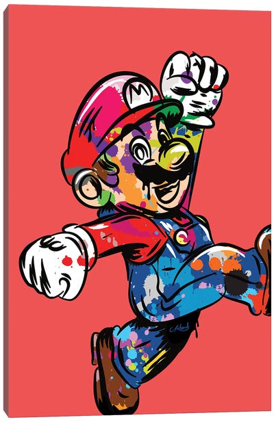 Mario Graffiti Canvas Art Print - Mario