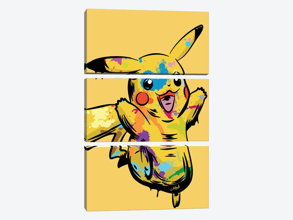 Pikachu Graffiti by Chris Richmond 3-piece Canvas Artwork