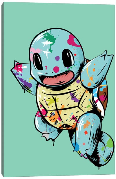 Squirtle Graffiti Canvas Art Print - Pokémon