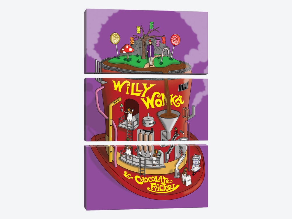 Willy Wonka by Chris Richmond 3-piece Canvas Art Print