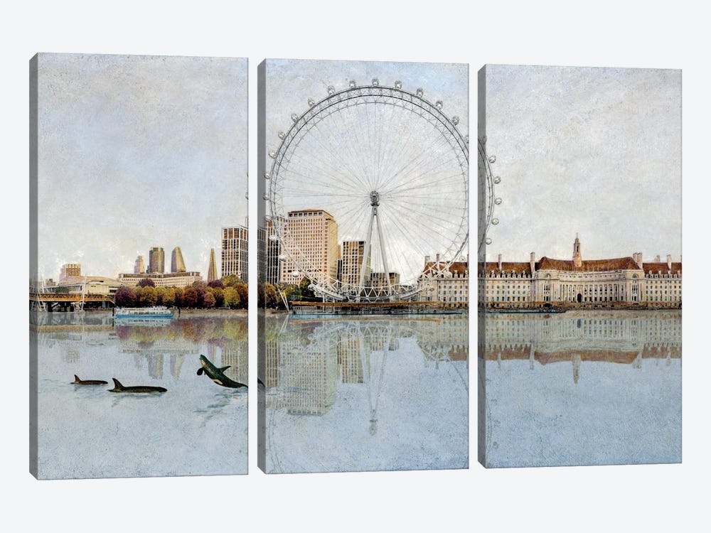 London Is Watching You II by Carlos Arriaga 3-piece Canvas Art
