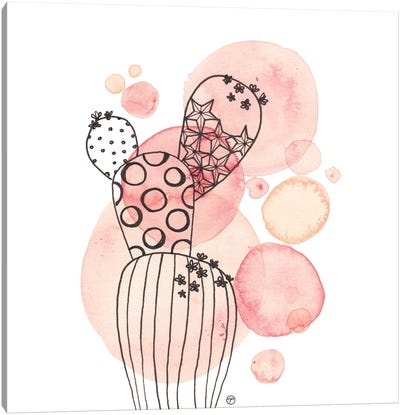 Cactus And Bubbles Small Canvas Art Print - CreatingTaryn