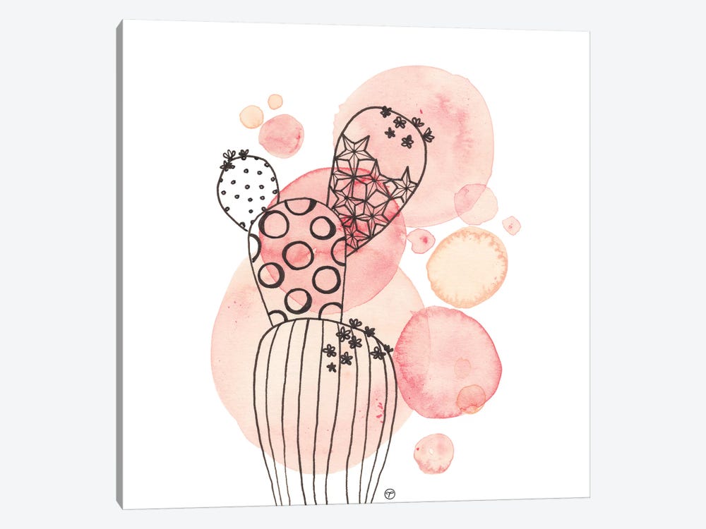Cactus And Bubbles Small by CreatingTaryn 1-piece Canvas Art Print