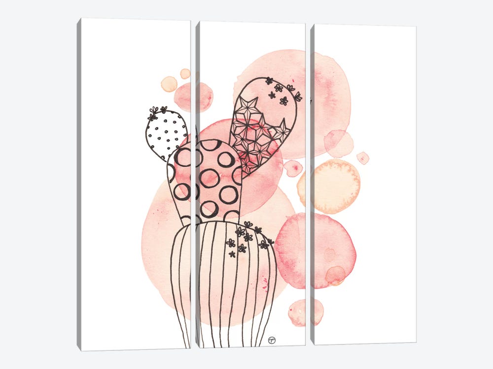 Cactus And Bubbles Small by CreatingTaryn 3-piece Art Print