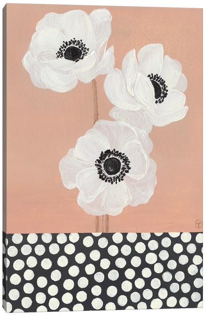 Caramel French Anemones With Polka Dots Canvas Art Print - Floral & Botanical Patterns